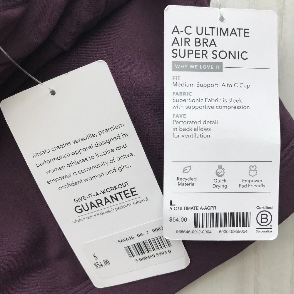 Athleta Ultimate Air Sports Bra Small A-C Workout - Picture 3 of 5